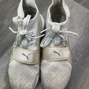 Puma White and Cream Sneakers